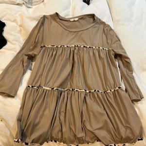 Entro Taupe Leopard Stripe Tunic M